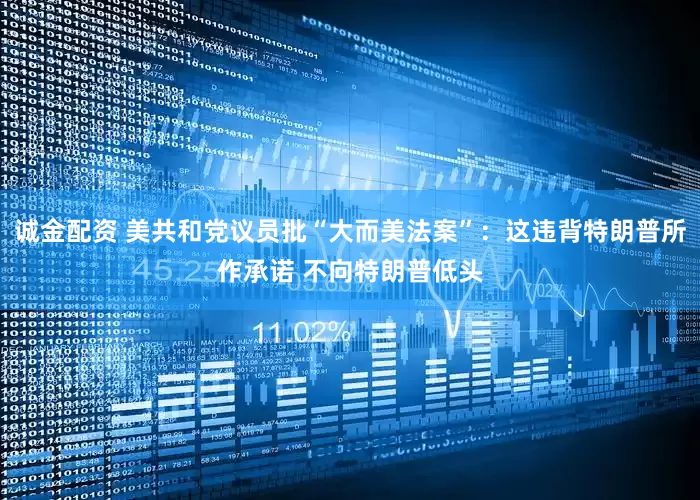 诚金配资 美共和党议员批“大而美法案”：这违背特朗普所作承诺 不向特朗普低头